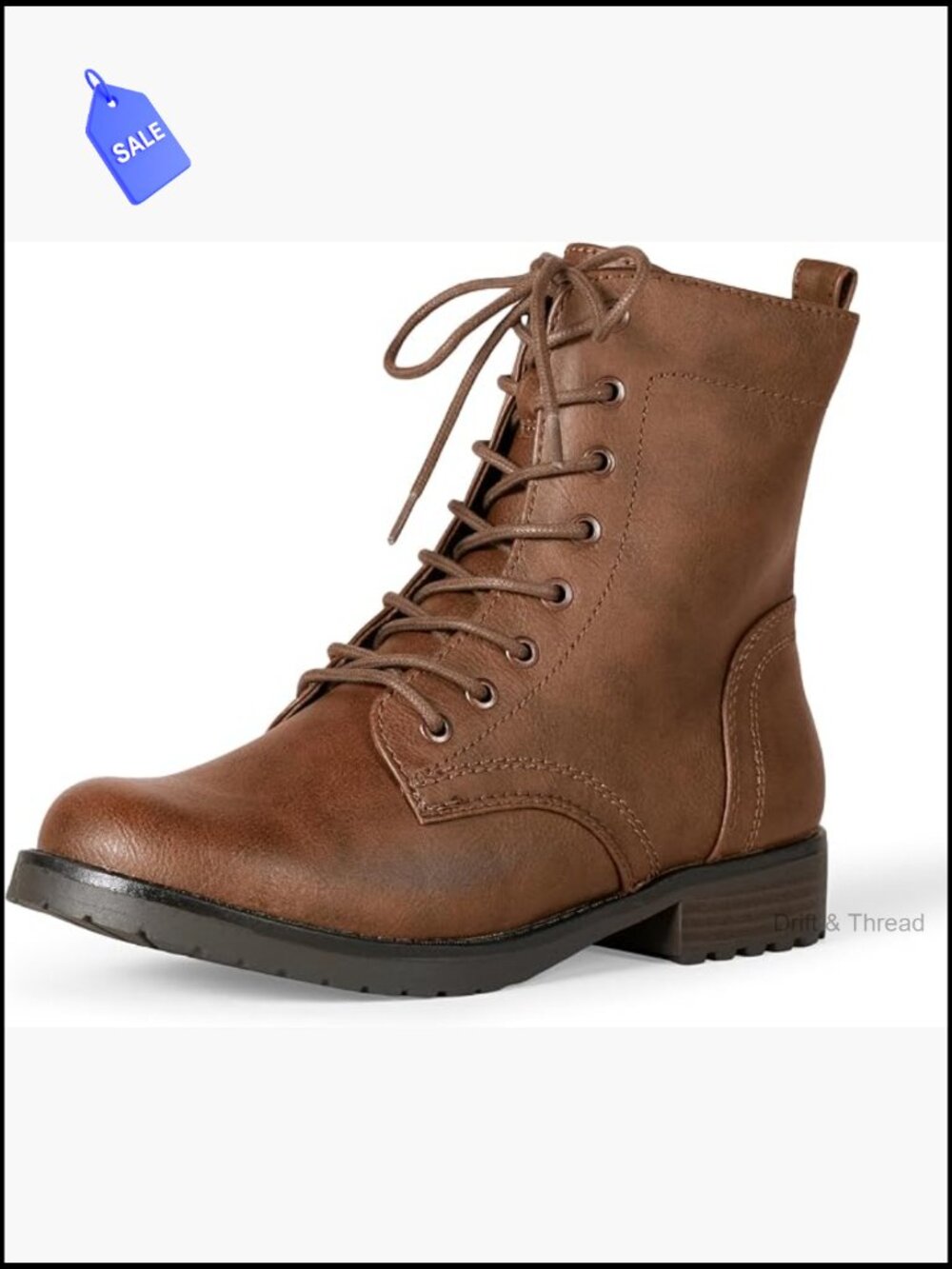 Women's Lace-Up Combat Ankle Boots with Side Zipper, Lug Sole